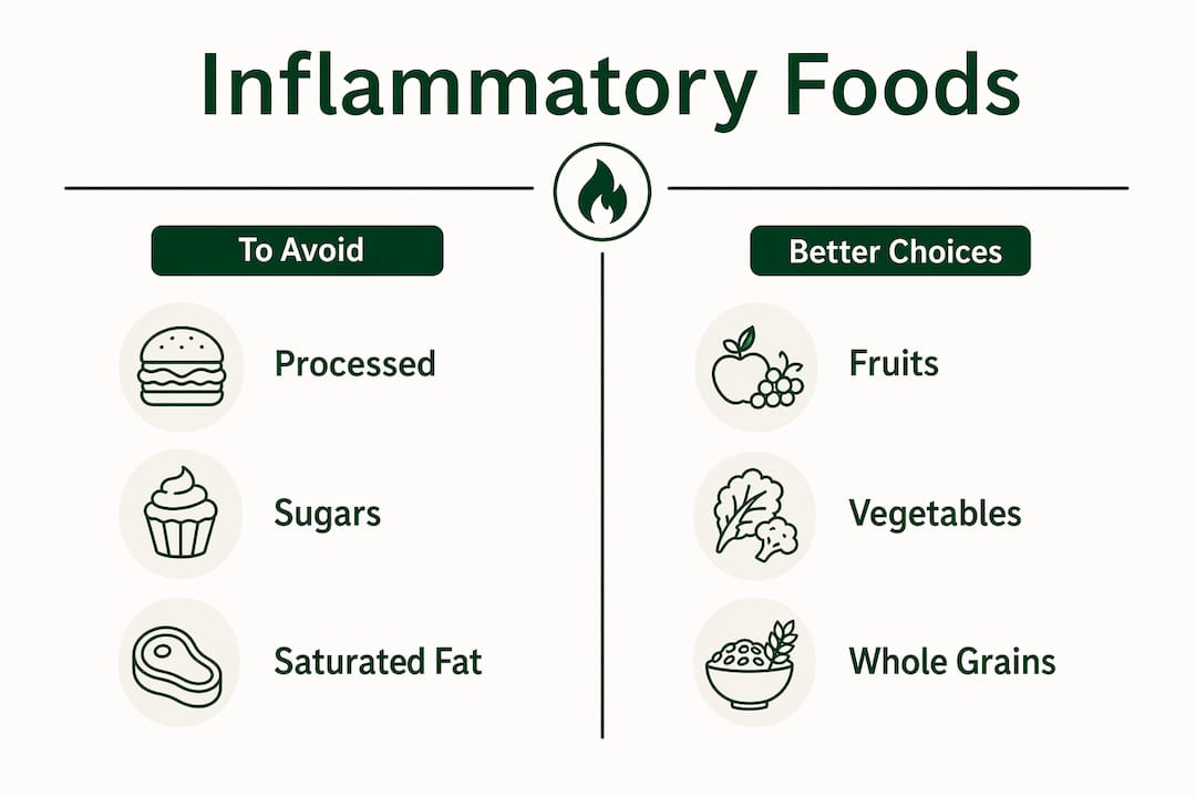 Infographic comparing inflammatory and anti-inflammatory foods