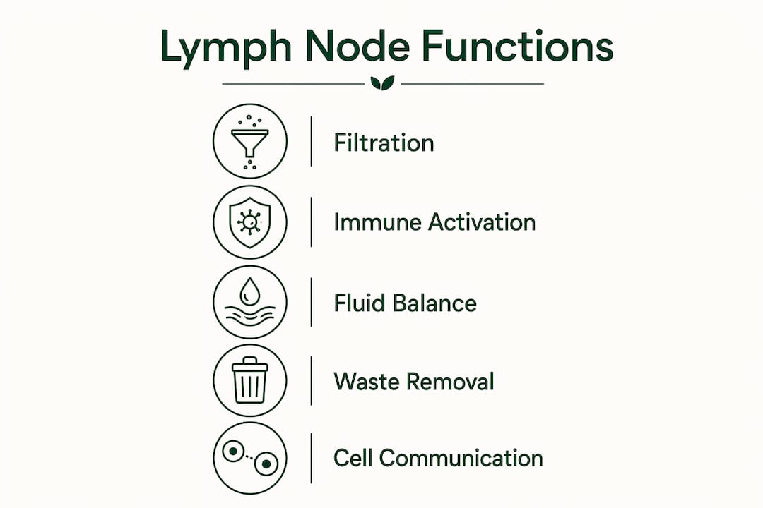 Infographic showing lymph node functions