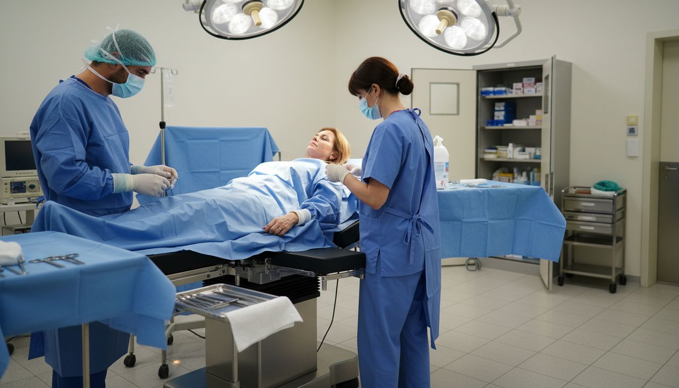 Operation Vorbereitung Bruststraffung im OP