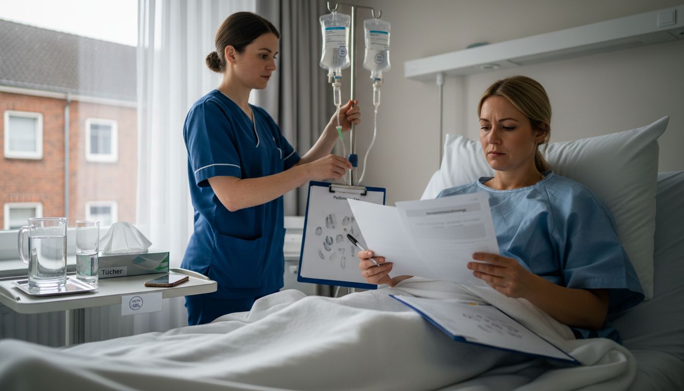 Eine Patientin bereitet sich im Krankenhaus auf eine bevorstehende Brustoperation vor.