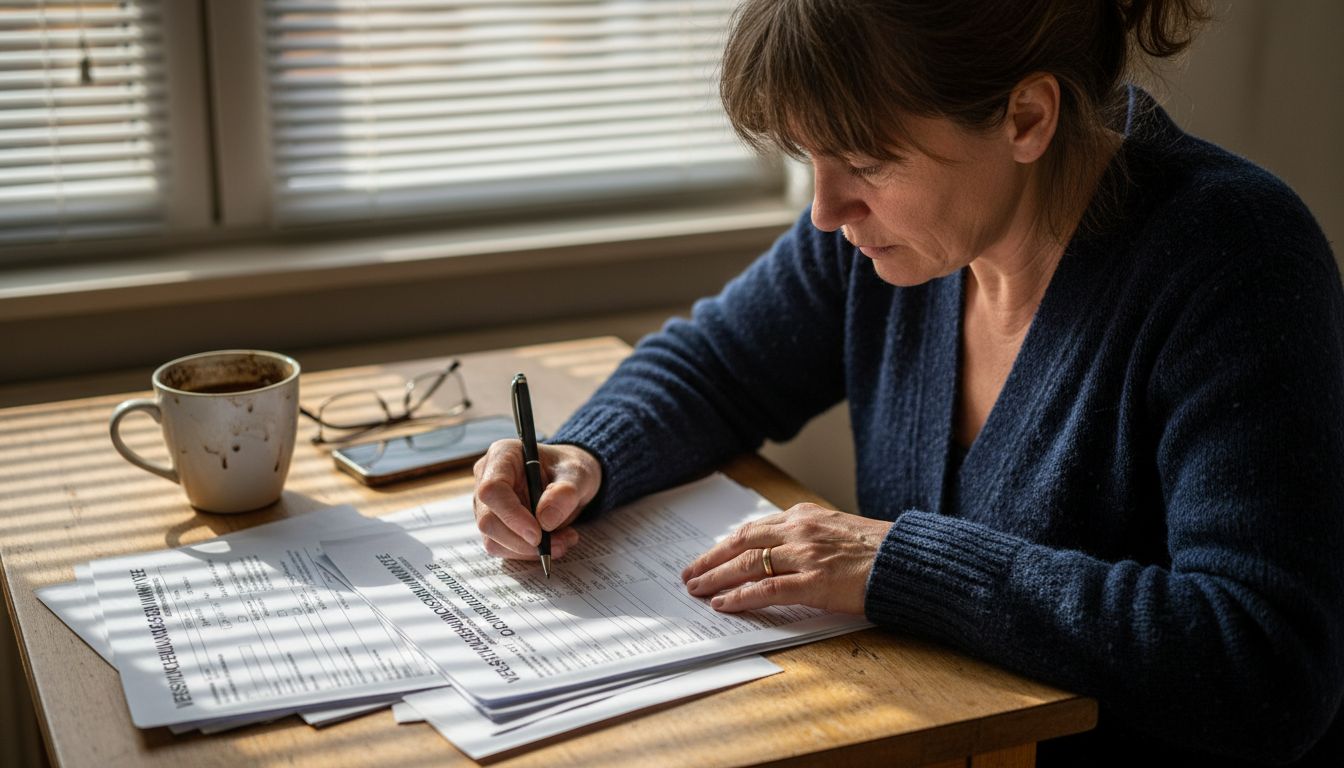 Eine Frau k&uuml;mmert sich um die Unterlagen f&uuml;r ihre Krankenversicherung.