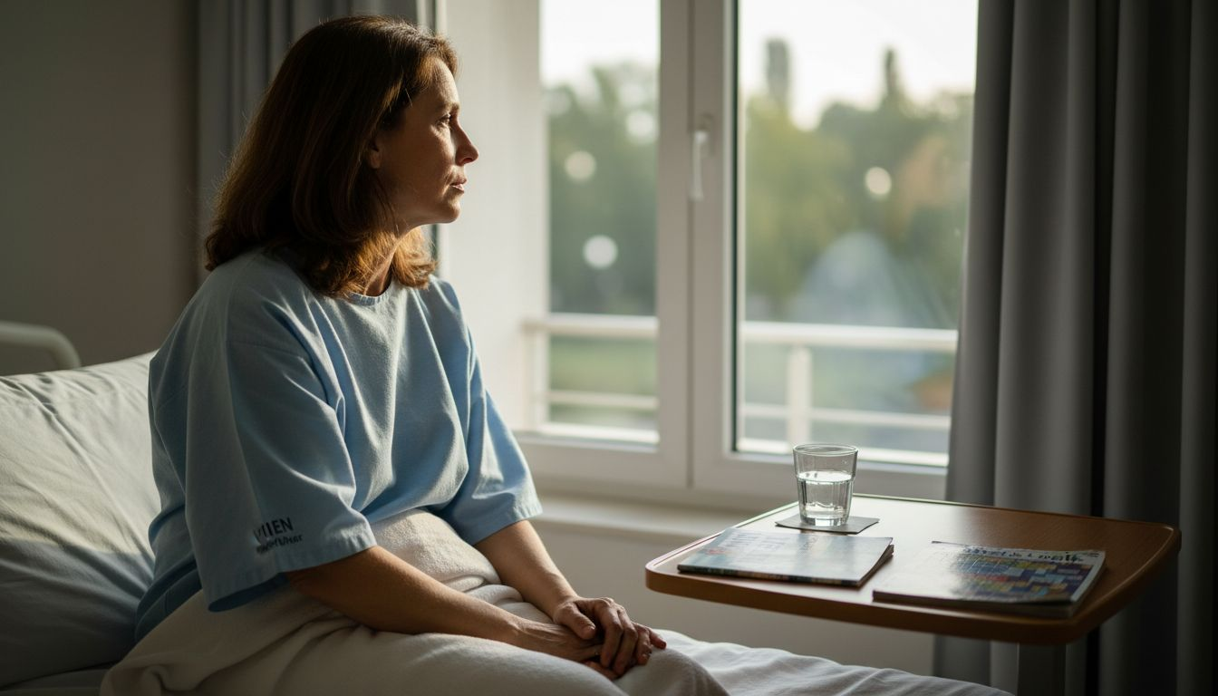 Eine Patientin erholt sich nach einer Brustoperation im Krankenhaus.