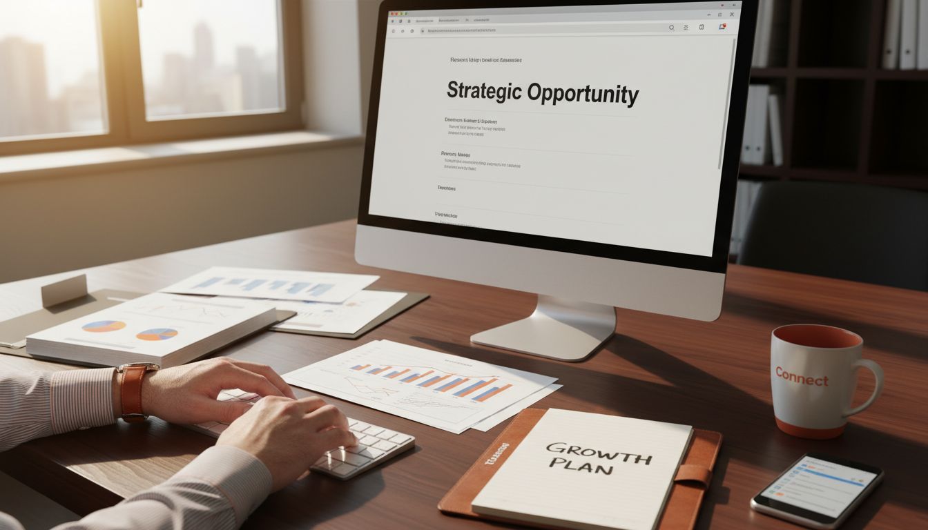 Executive desk showing email growth planning