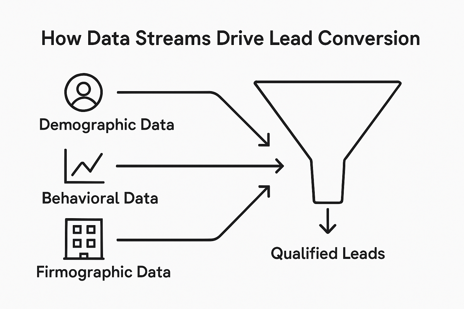 Infographic showing data types fueling lead conversion