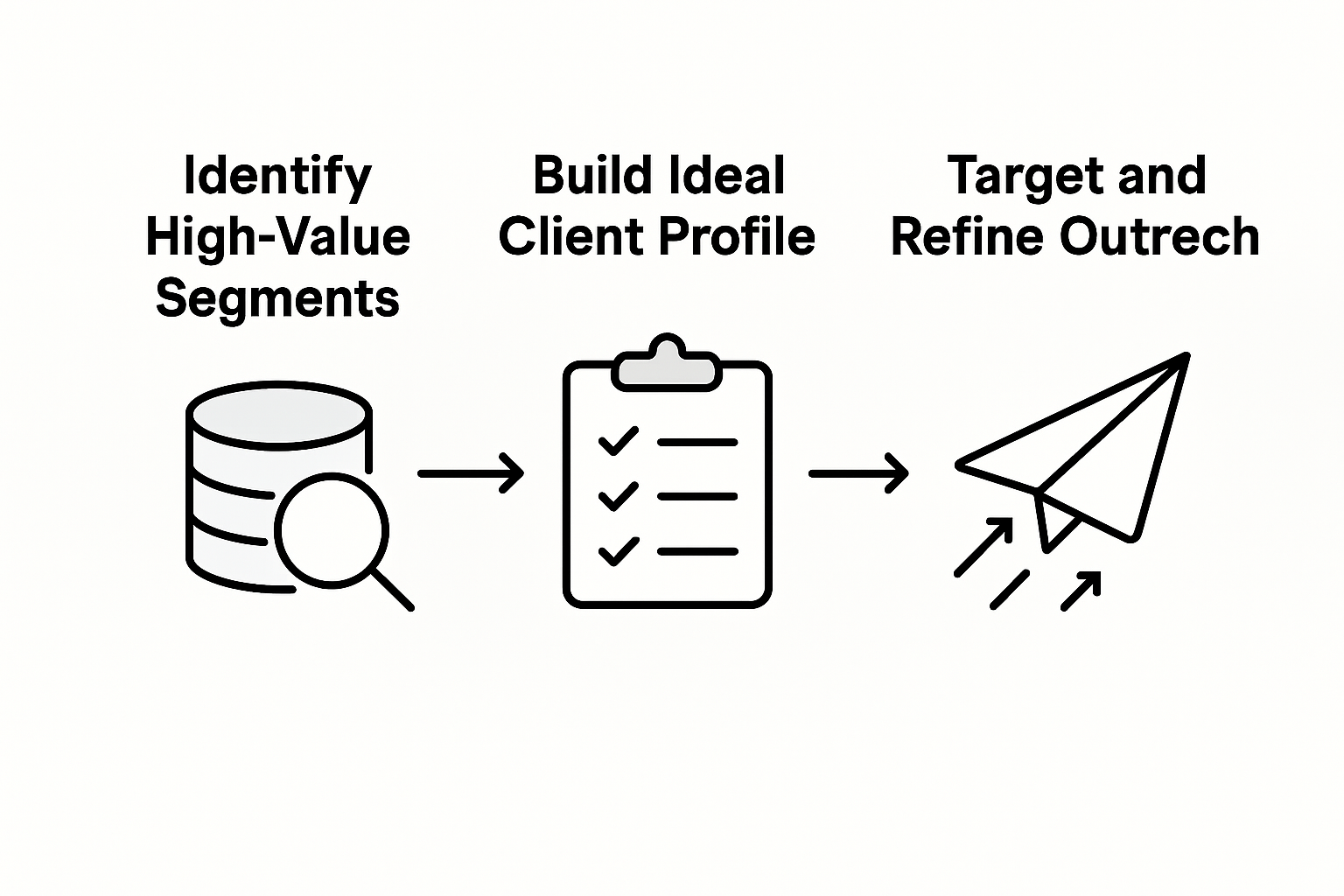 Three-step B2B sales targeting infographic
