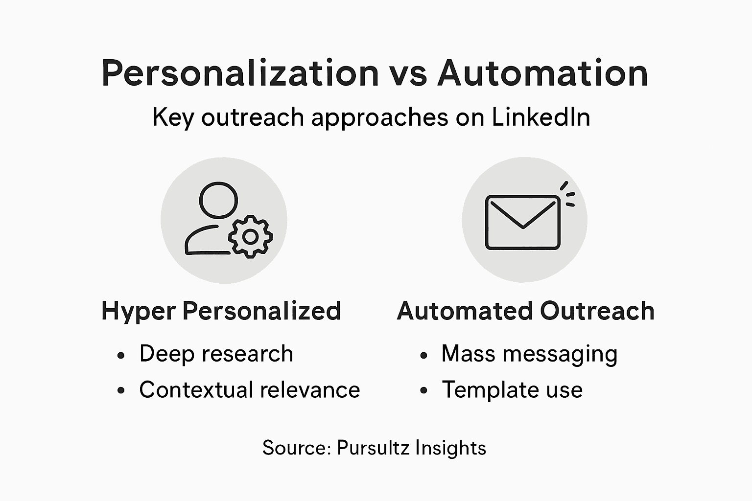 Infographic comparing LinkedIn personalization and automation