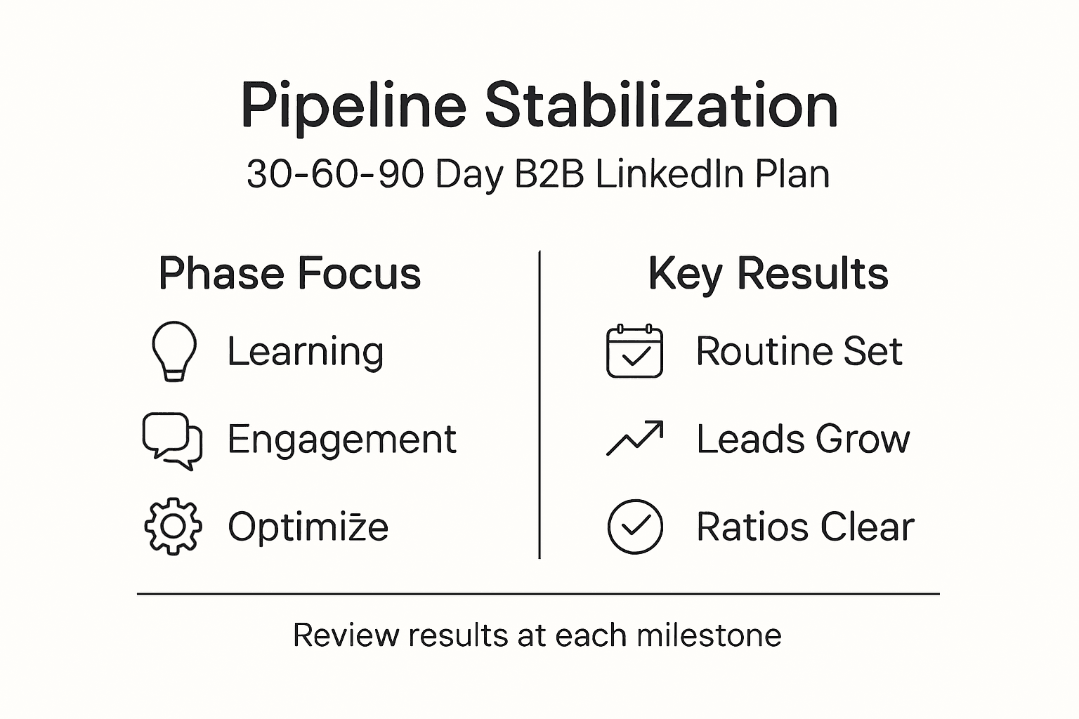 Infographic with pipeline phases and LinkedIn results