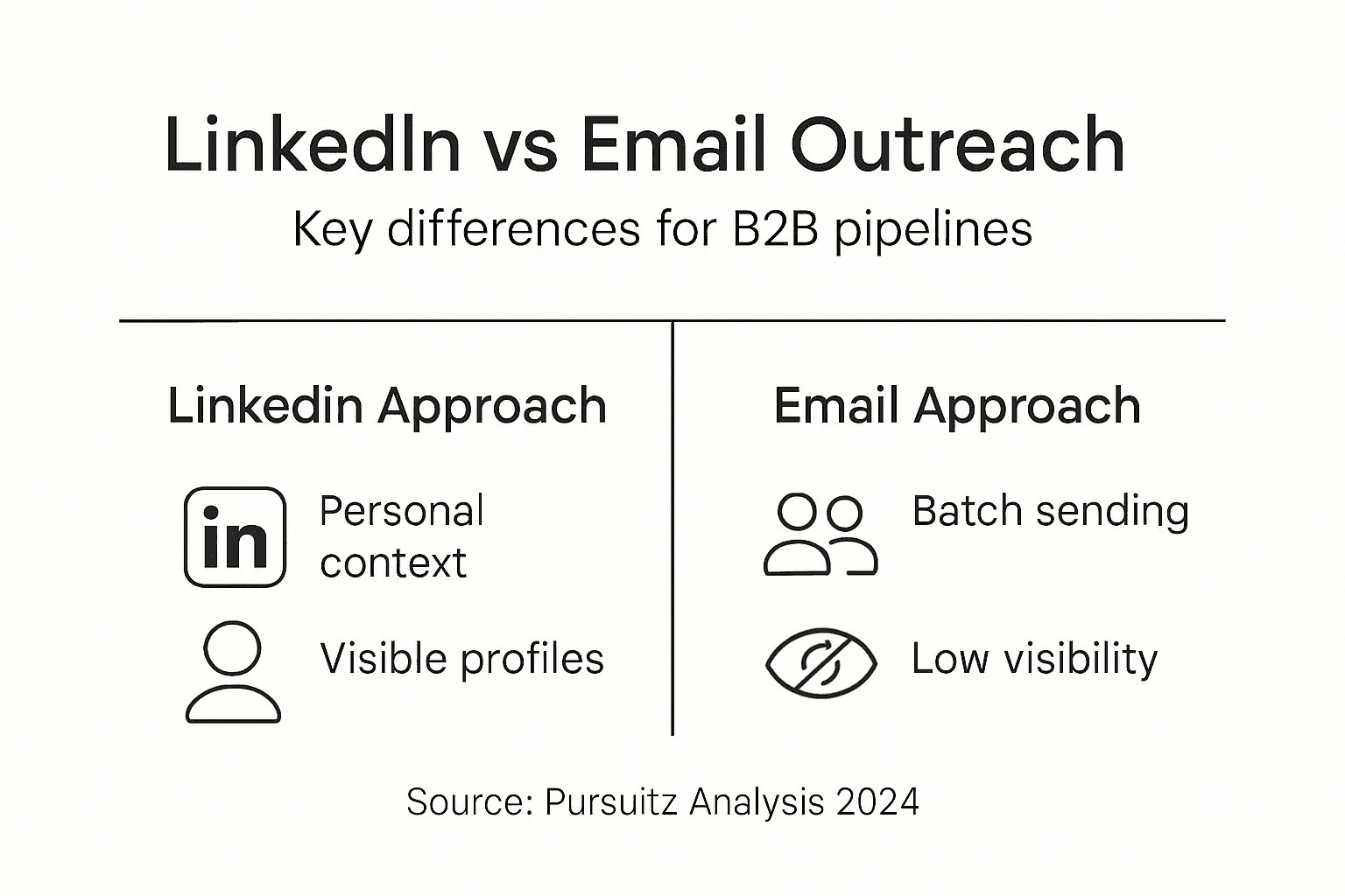 Infographic comparing LinkedIn and email approaches