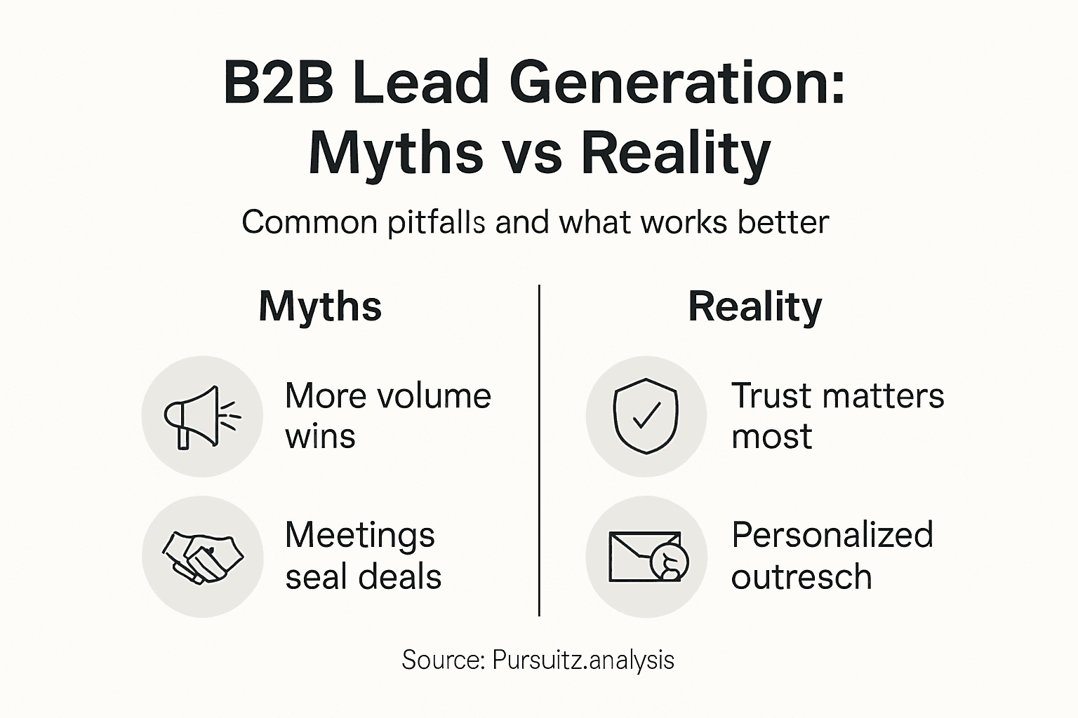 Infographic showing B2B lead generation myths and realities