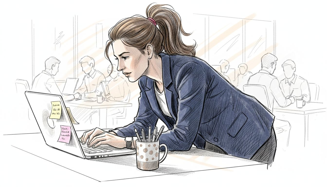 Marketer writing LinkedIn messages in open office