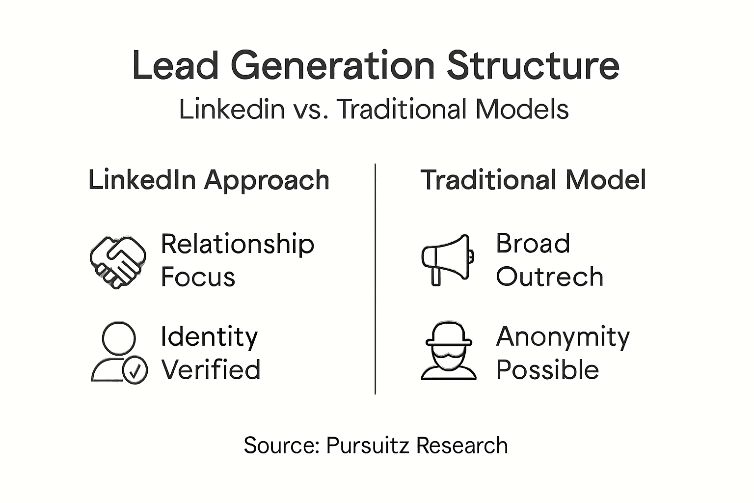 Infographic contrasting LinkedIn and traditional lead models