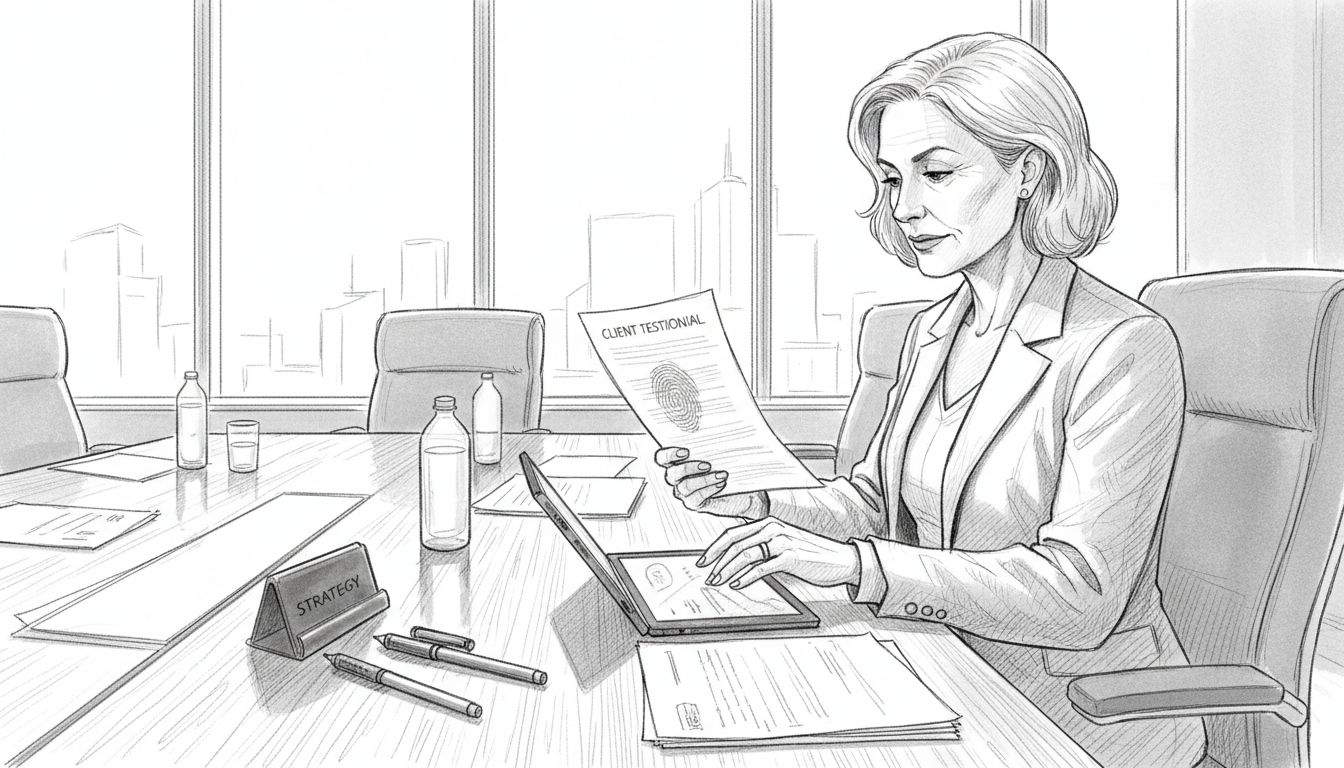 Businesswoman reviews trust-building documents