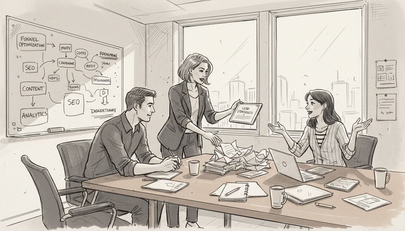 Team collaborating on lead generation strategy