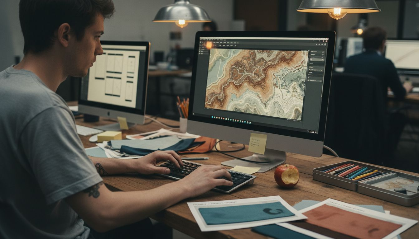 Designer working on custom map design