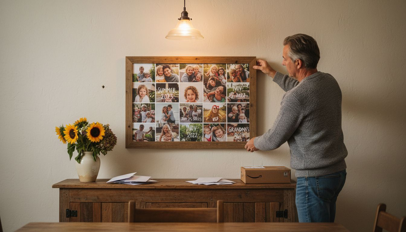 Man hanging custom photo collage print