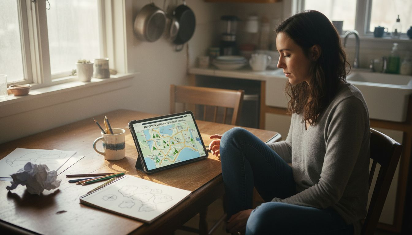 Designer reviewing custom map artwork draft