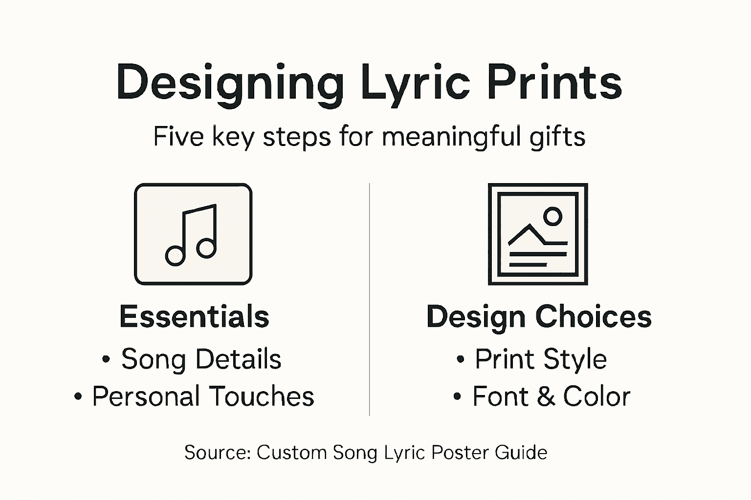 Infographic with steps for lyric print design