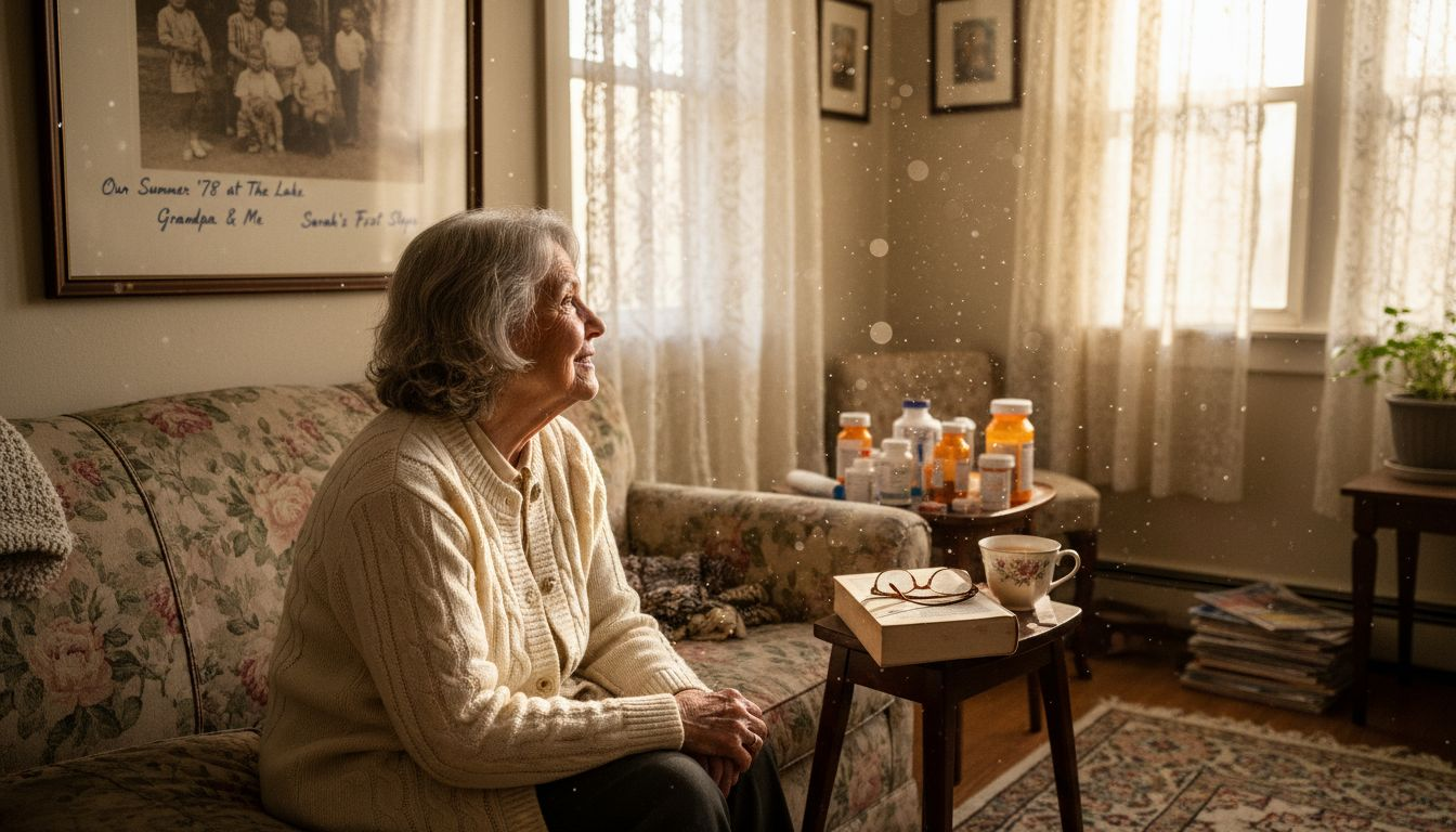 Senior admiring personalized wall art gift