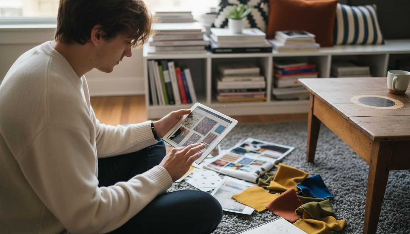 Browsing tablet for wall art inspiration