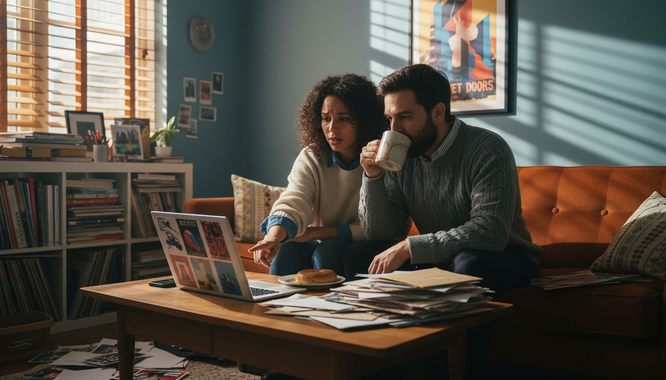 Couple reviewing personalized poster designs