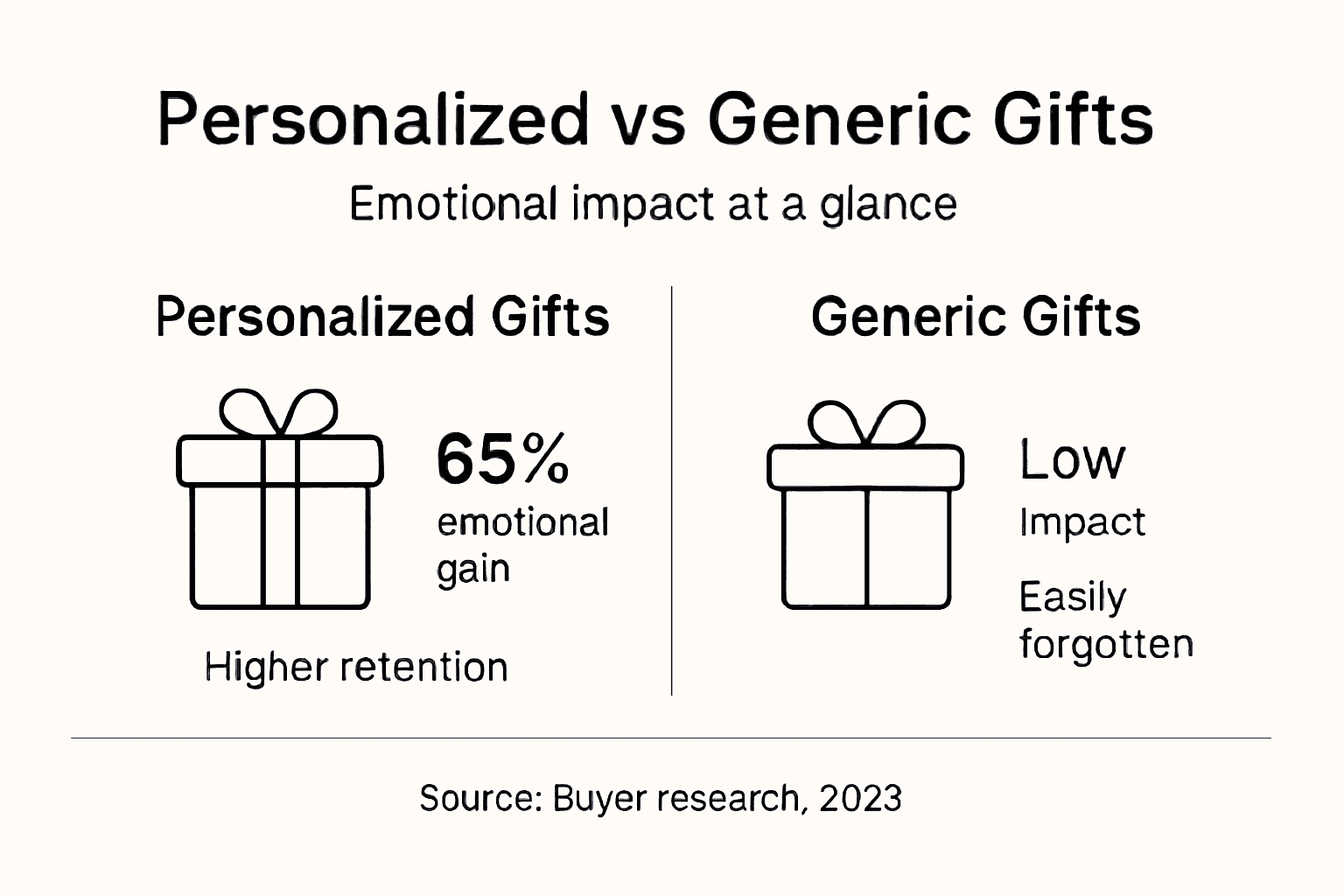 Infographic contrasting personalized and generic gifts