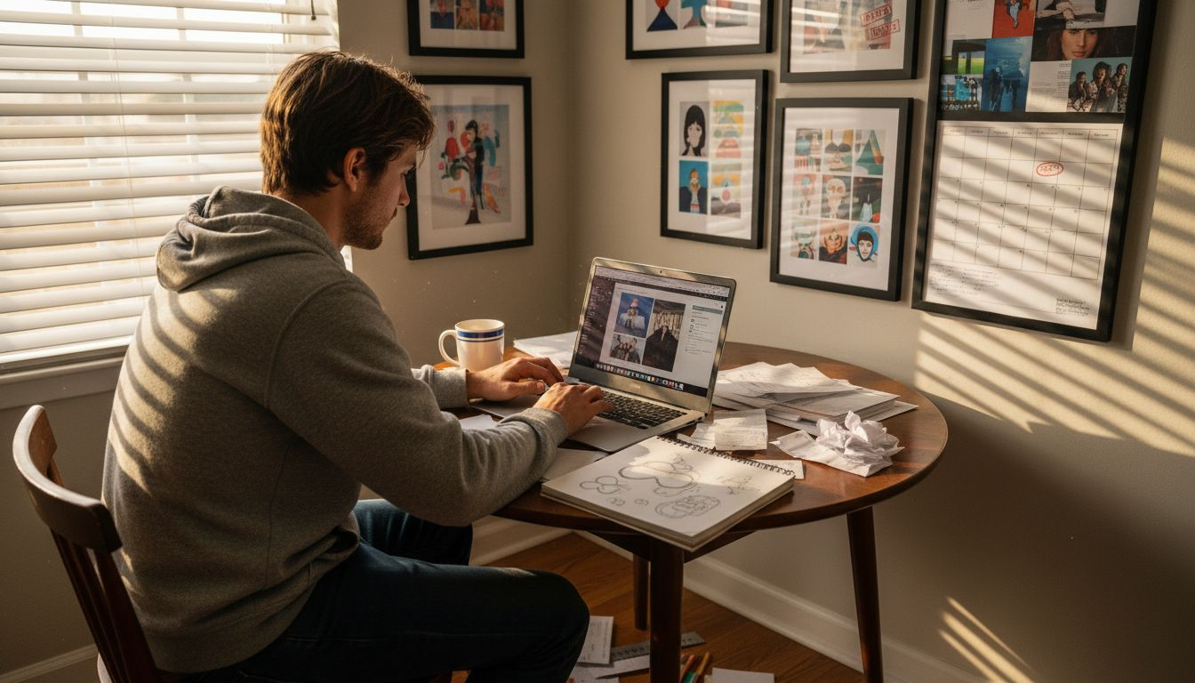 Man customizing personalized artwork for a gift