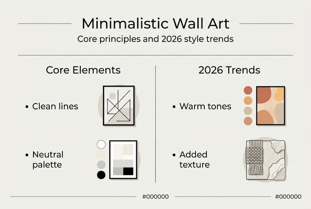 Infographic on minimalistic wall art trends and elements