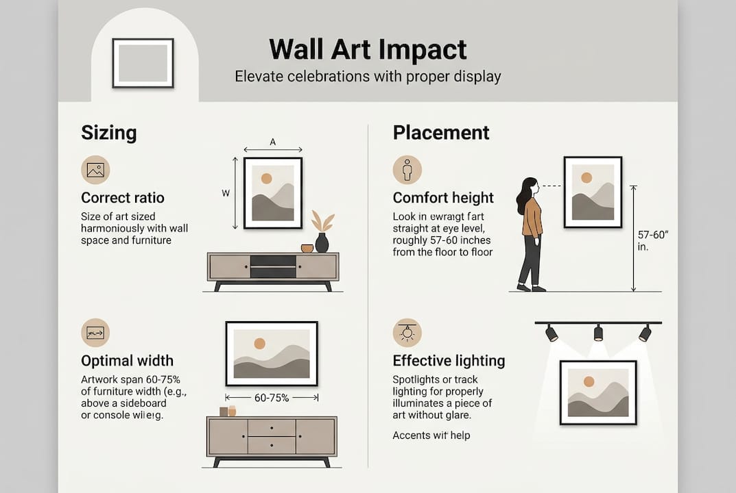 Infographic showing wall art celebration display tips