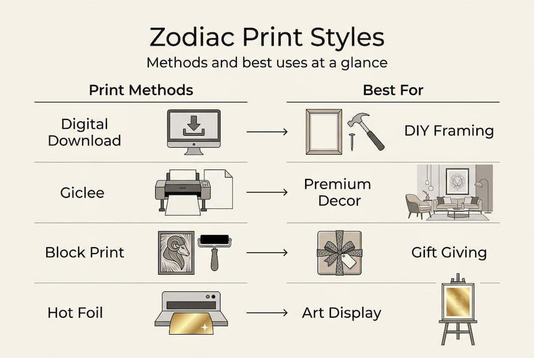 Infographic comparing zodiac print styles