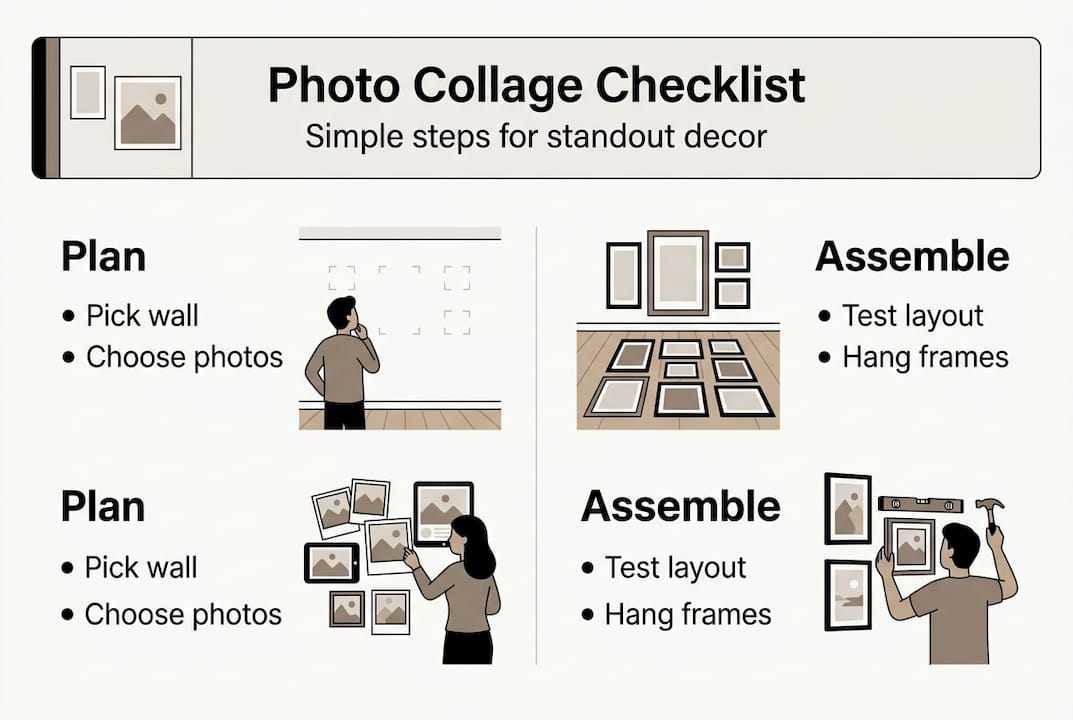 Infographic with photo collage decor steps checklist