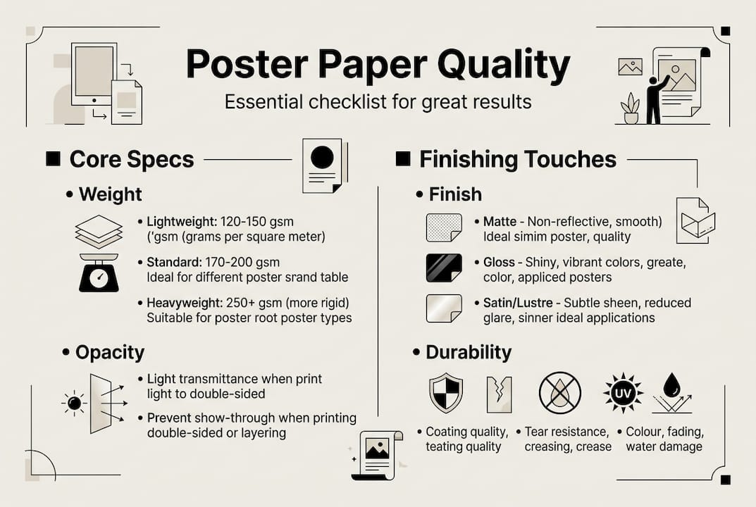 Infographic with poster paper quality checklist