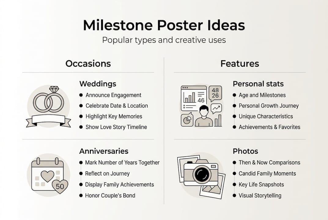 Infographic showing milestone poster types and uses
