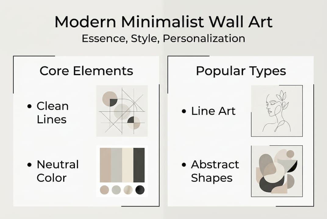 Infographic showing minimalist wall art features