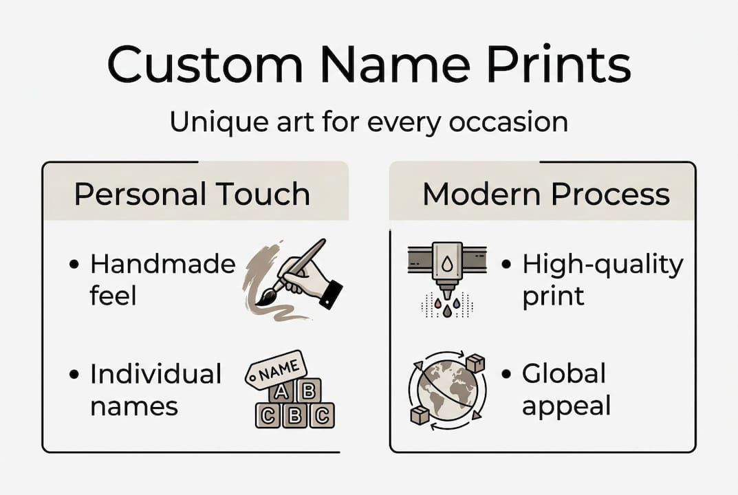 Infographic shows features of custom name prints