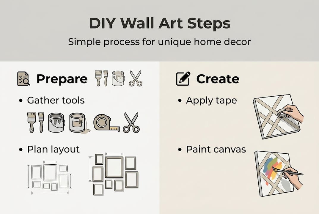 Infographic showing DIY wall art steps