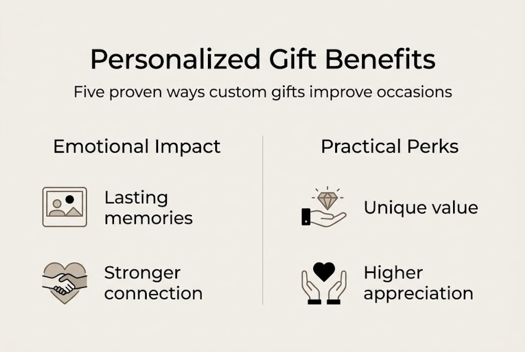 Infographic showing main personalized gift benefits