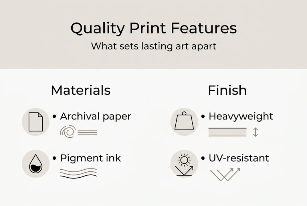 Infographic showing quality print features