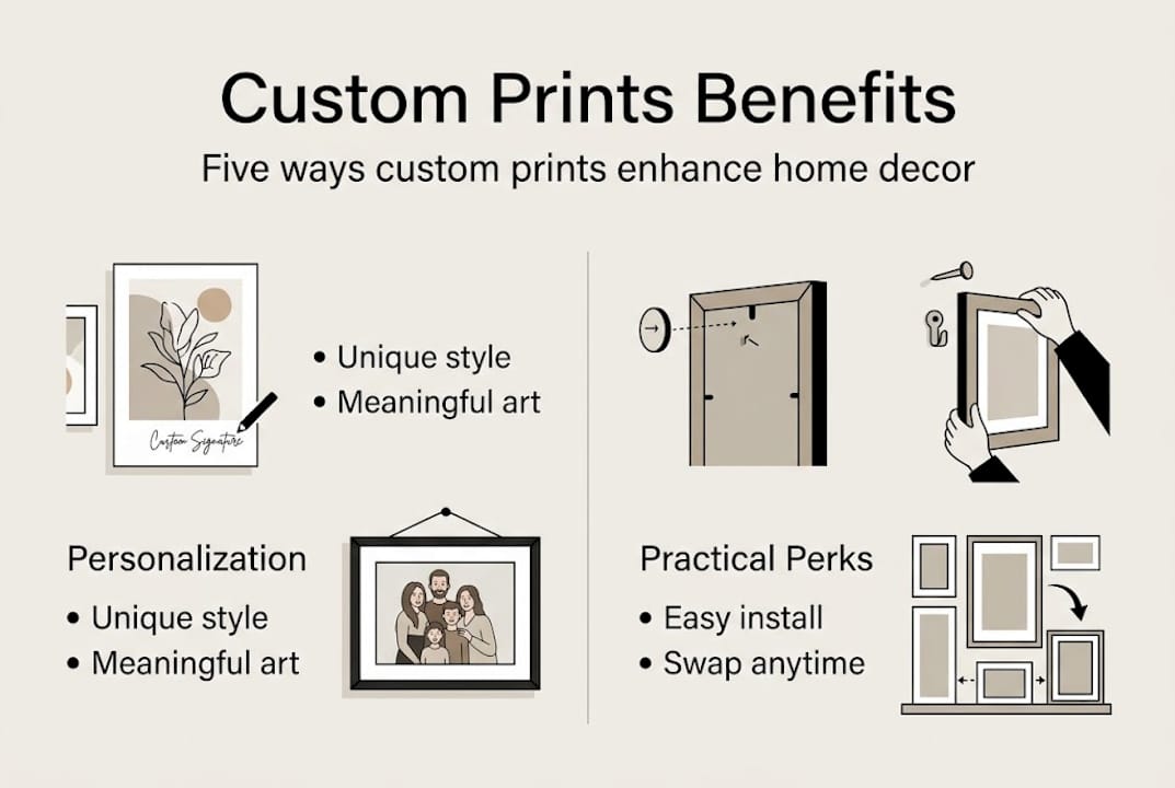 Infographic showing custom prints benefits