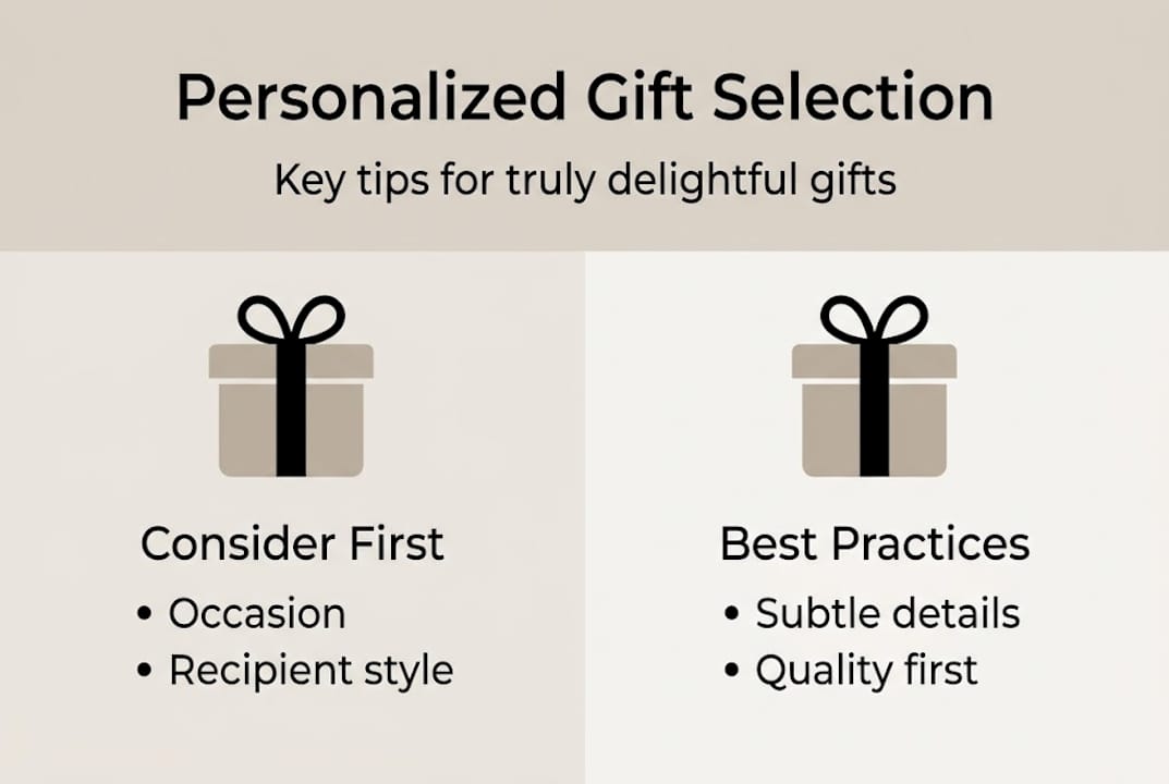 Infographic summarizing personalized gift selection tips