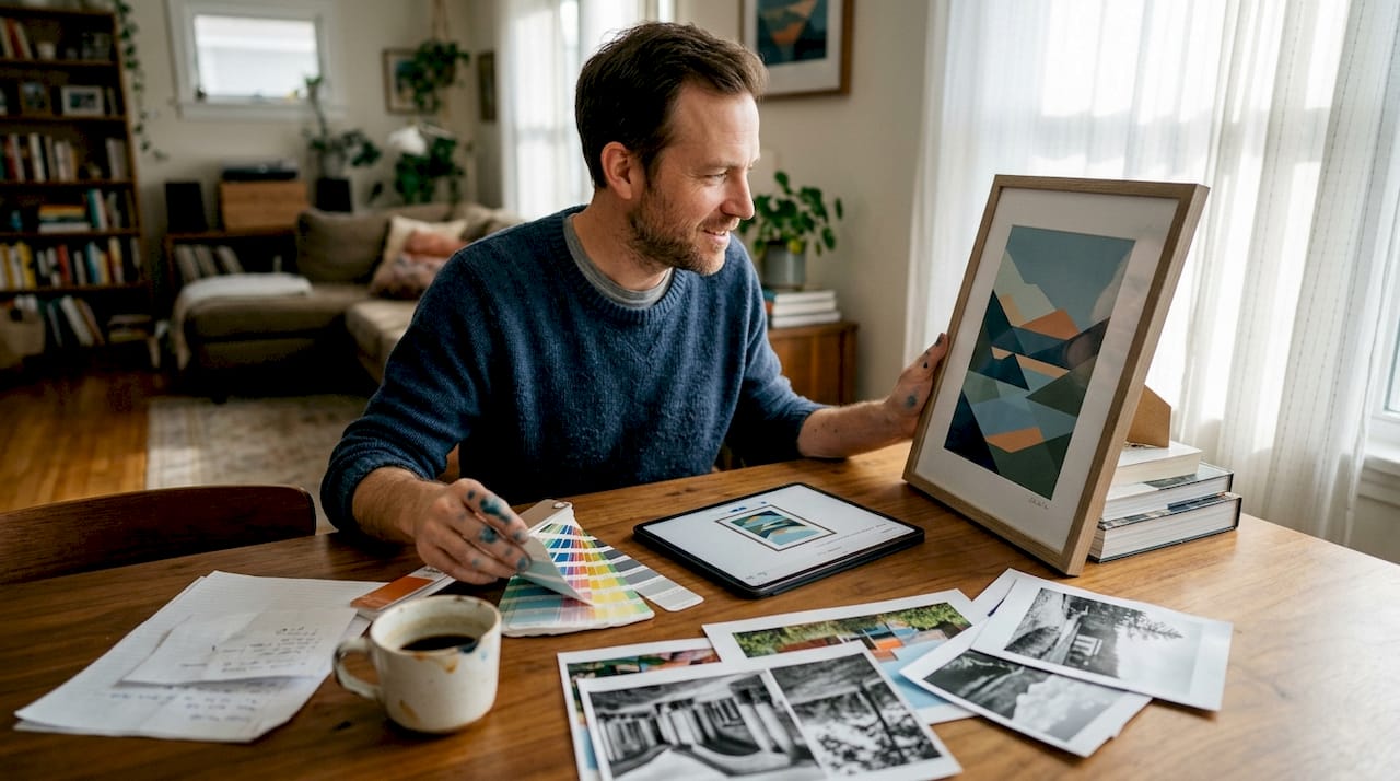 Artist compares wall art print to screen