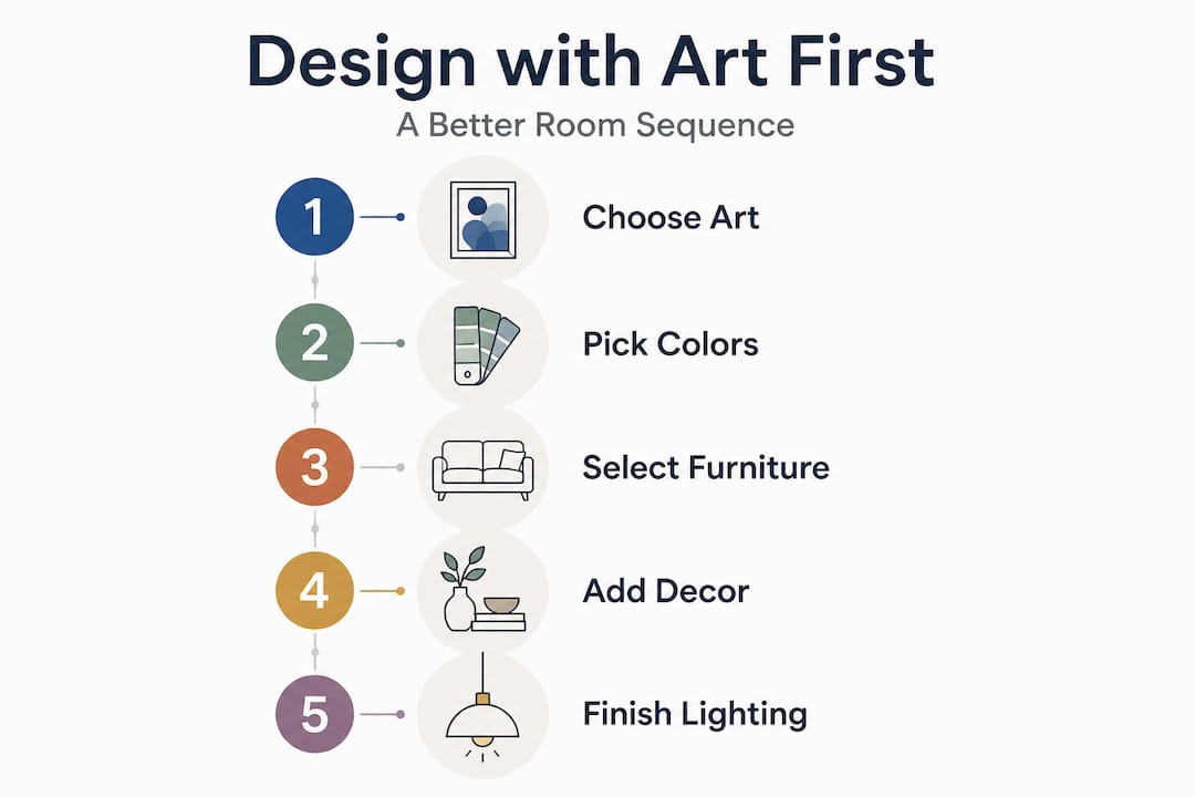 Infographic showing art-first interior design process