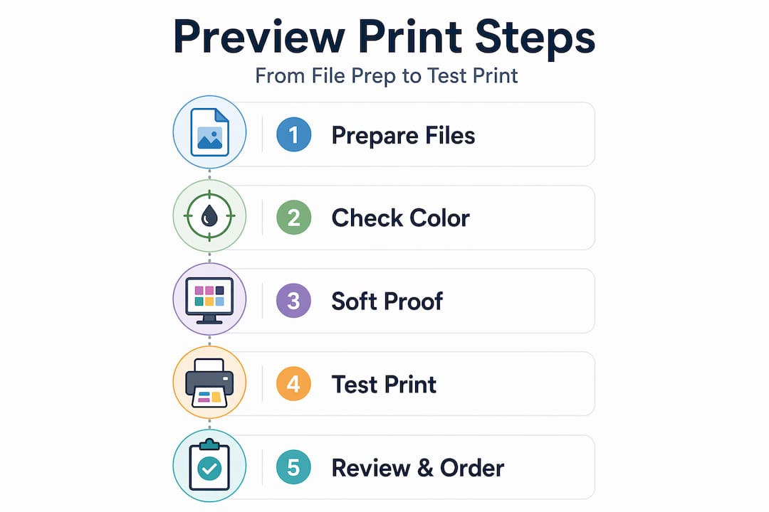 Infographic with preview print steps in order