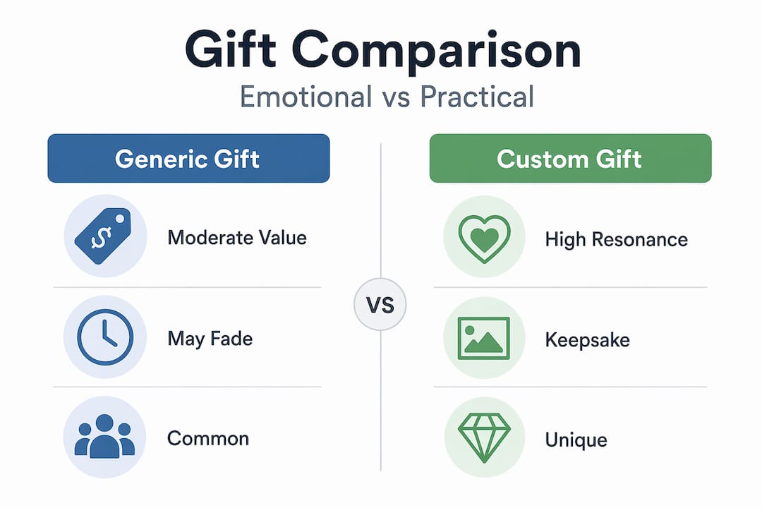 Infographic comparing generic and custom gifts