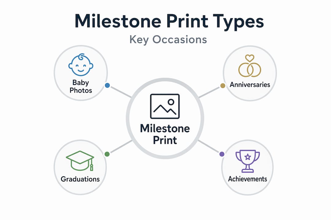 Infographic showing milestone print types hierarchy