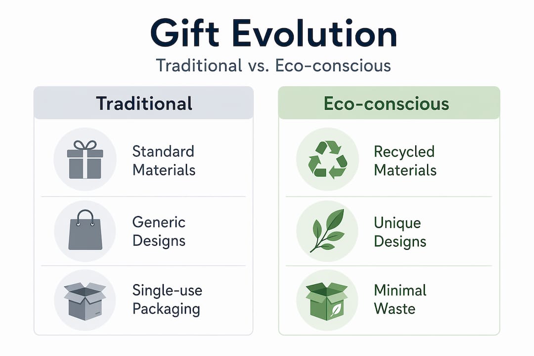 Infographic comparing eco and traditional gifts