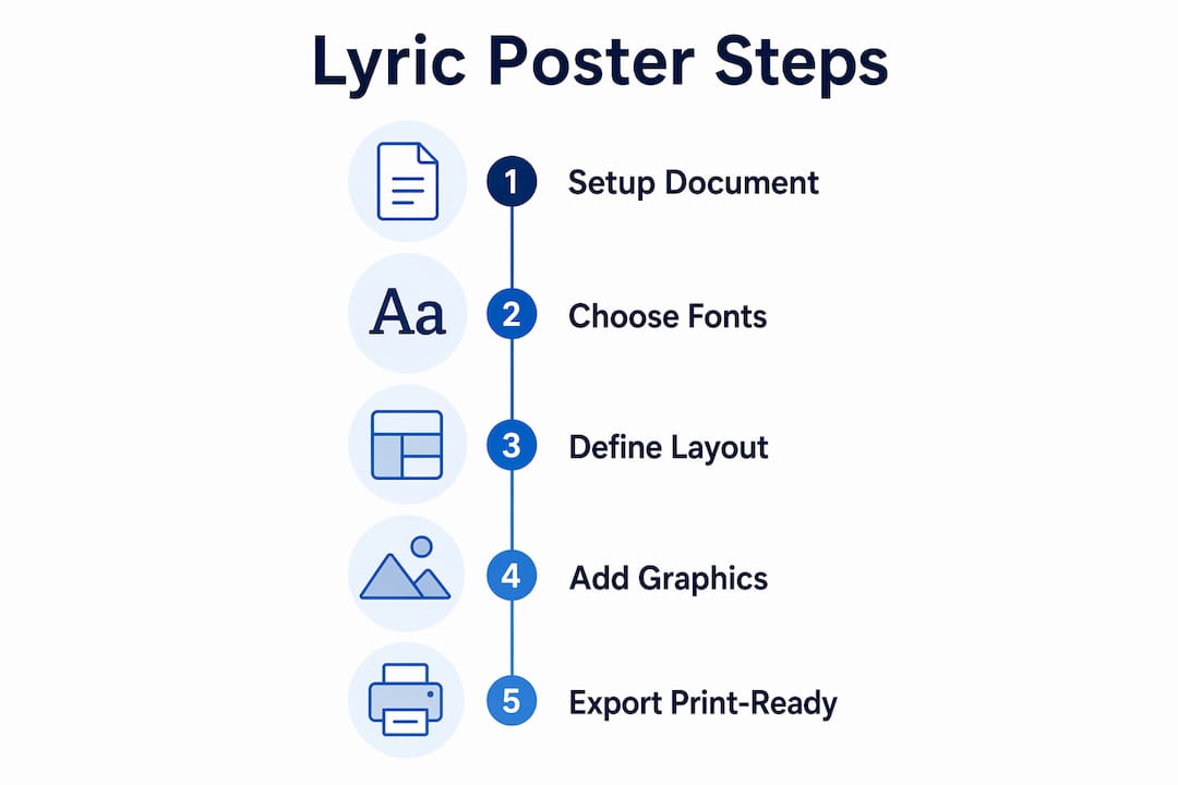Infographic illustrating steps in lyric poster design process