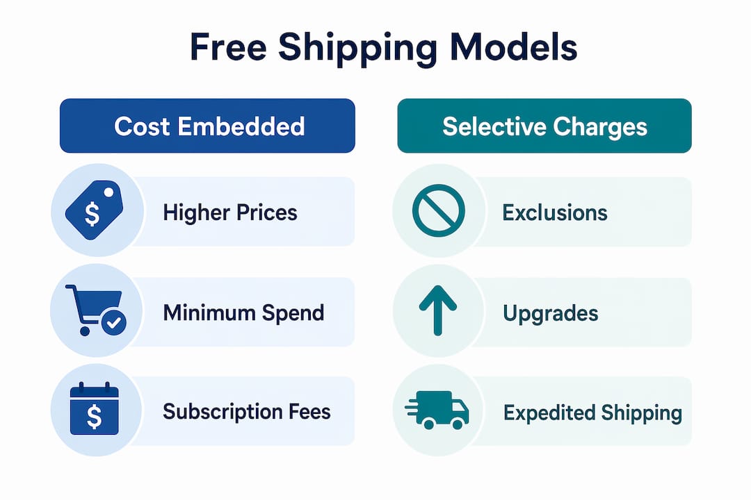 Infographic comparing free shipping business models
