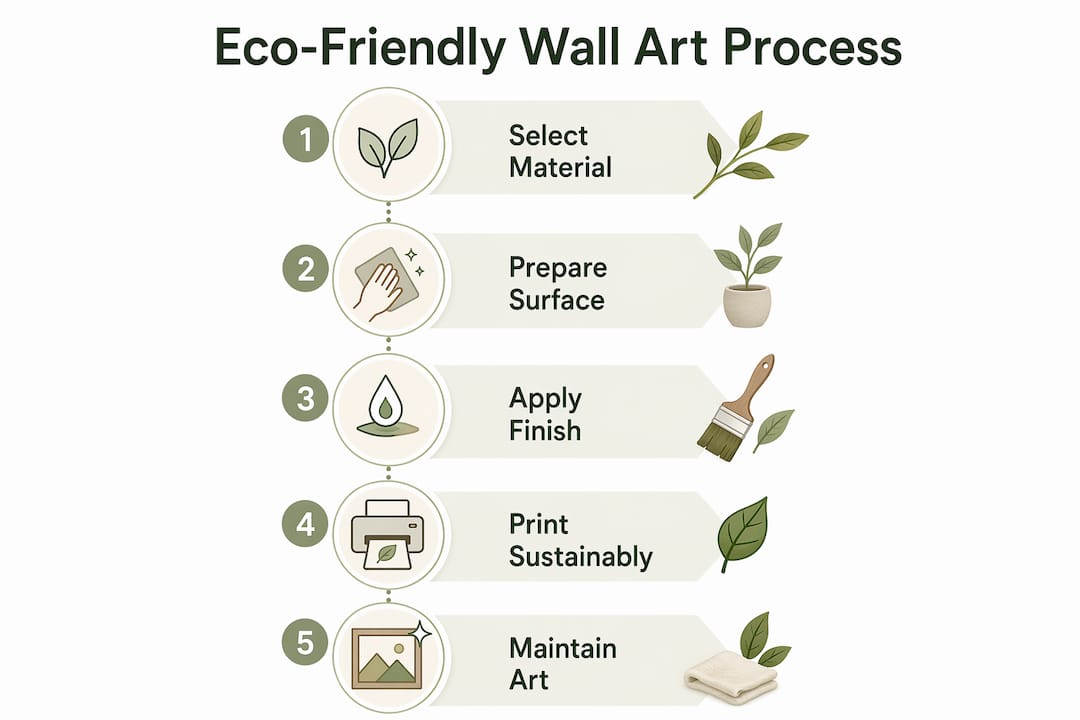Infographic illustrating eco-friendly wall art process steps
