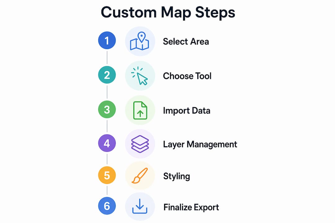 Infographic illustrating custom map creation steps