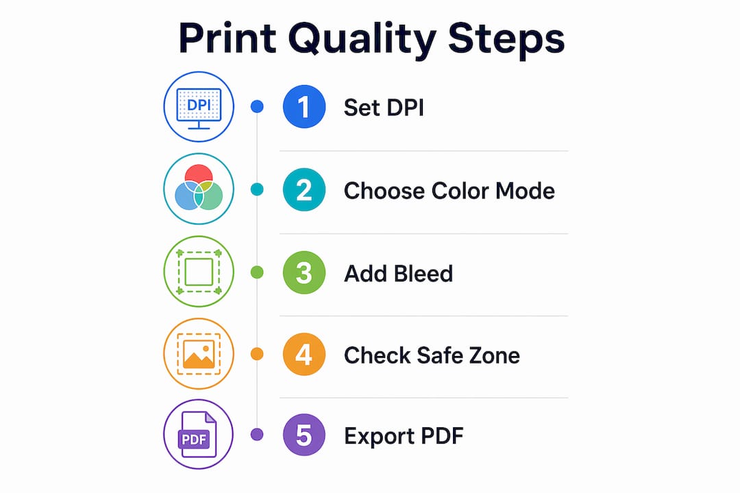 Infographic illustrating print quality preparation steps